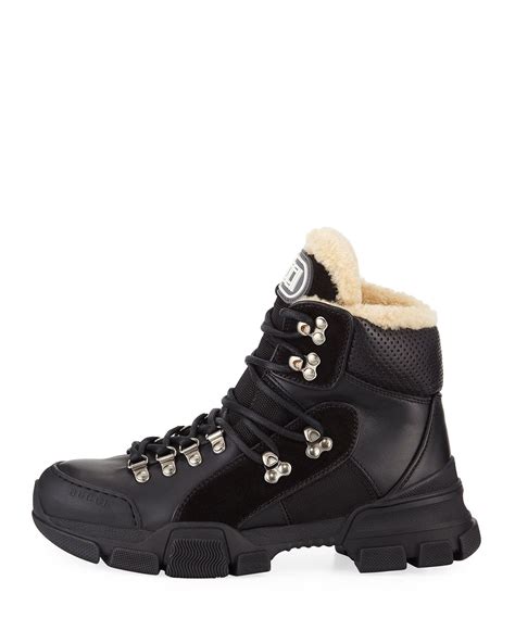 gucci flashtrek shearling-lined hiker boots|Gucci signoria ankle boots.